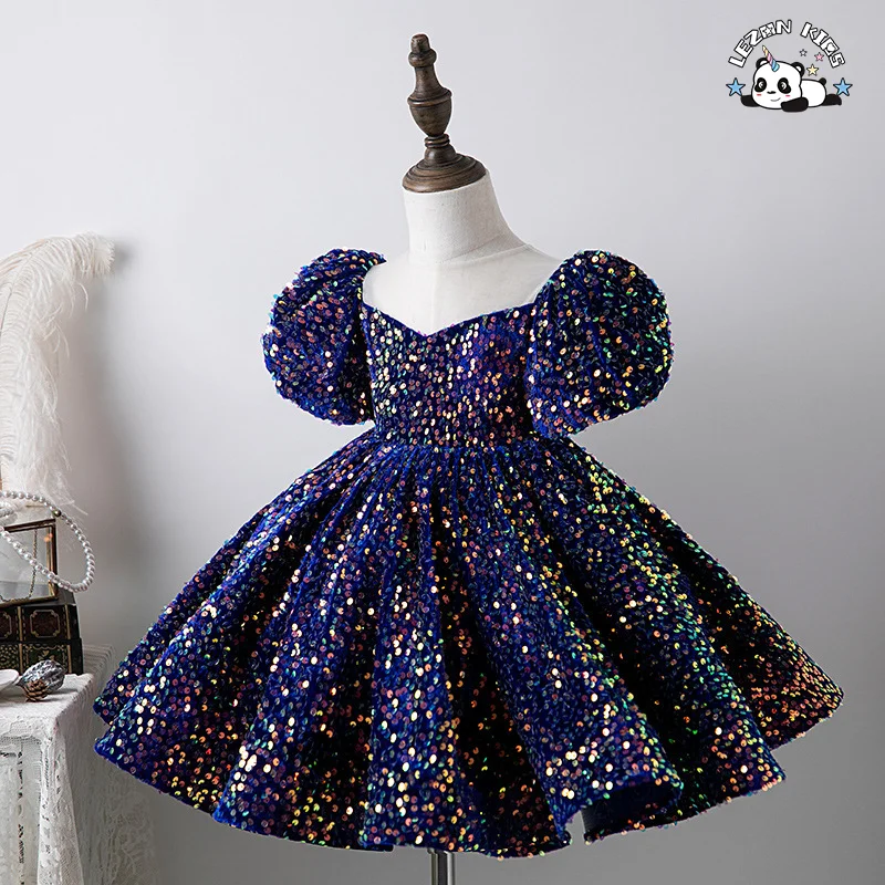 LEZONKIDS - custom kids clothing children Pageant Wedding birthday Party dress sequined Princess Long Ball Gown flower girls' dresses